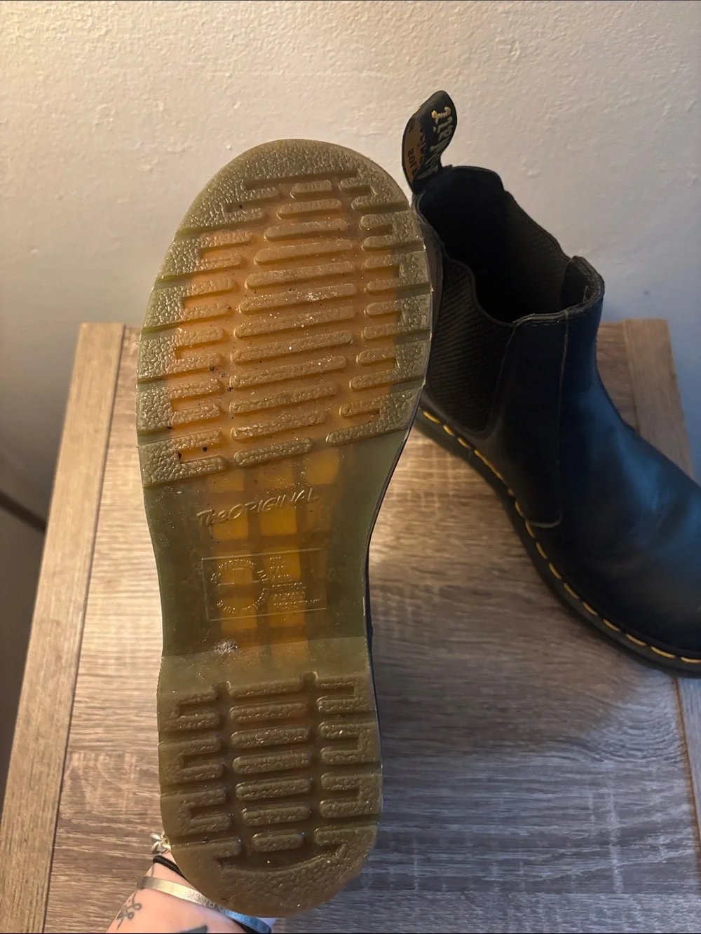 Dr. Martens Black Leather Chukka Boots with Yellow Stitching
